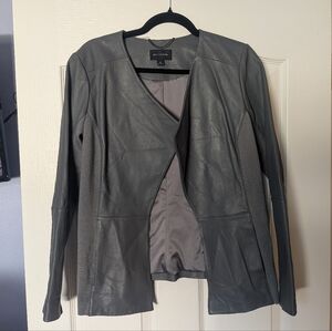 H by Halston Gray Leather Jacket Size 10